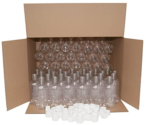 Pack Of 70 x 330ml Small Clear PET Plastic Bottles With White Caps