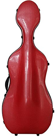Cellokoffer, Kohlefaserverbundstoff Cello Air Case Sendung für 1/2 Cello mit Rädern und Rucksack (Color : Striped Red)