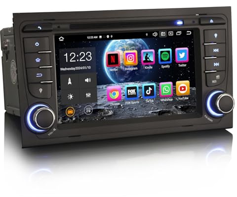 Erisin 8-Core Android 14 4GB+64GB GPS Navegación DVD Estéreo de Automóvil Reproductor 7 Pantalla Táctil para Audi A4 S4 RS4 8E 8F B9 B7 RNS-E Seat EXEO Bluetooth 5.0 Dab+ CarPlay Android Auto DSP