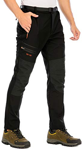 DAFENP Herren Wanderhose Skihose Wasserdicht Gefüttert Softshellhose | Winddicht Winter Outdoorhose Snowboardhose Warm Trekkinghose