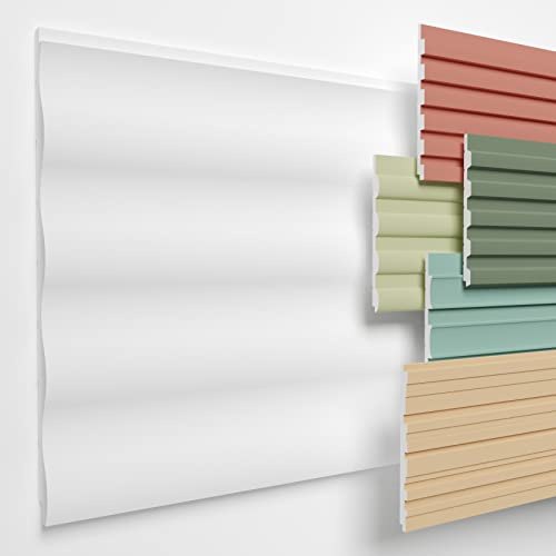 HEXIMO Lamellenwand (1.84 m²) aus XPS - Lamellen Wandpaneele Lamellenverkleidung Akustikpaneele weiß (4 Paneele, HLM-10-01 weiß) Paneele Wandleiste Platten Wand Deko