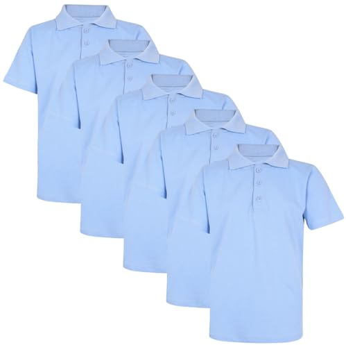 A2Z 4 Kids Pojkar Polo T Skjortor Slätt Sommar Tank - PL Polo T Shirt Sky Blue 5 Pack 11-12
