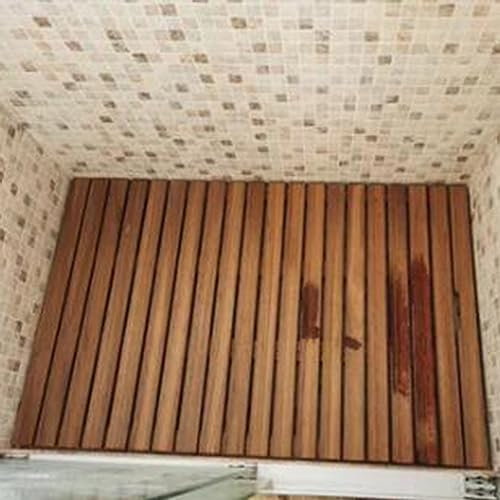 RENLXFI Hölzerne Duschmatte für Innendusche, rutschfeste hölzerne Badematte für Türöffnung Sauna Spa Hof Patio Pool im Freien verwenden, Schritte Dekor (Size : 15.7x31.5in/40x80cm)