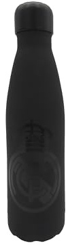 CYPBRANDS Real Madrid- Botella de agua de acero, Bidón, Cantimplora, Cierre Hermético, 550 ml, Color negro, Producto Oficial