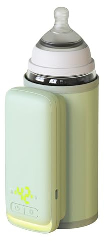 Portable Bottle Warmer, 8000 mAh Rechargeable Baby Bottle Warmer, LCD Display Travel Bottle Warmer, Adjustable Size Portable Bottle Warmer for Travel - Precise Temperature, Fast Heating, Water-Free