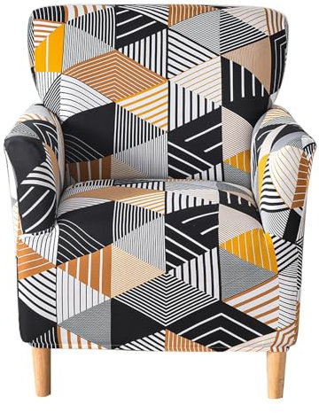 Meigeh Sesselbezug Sesselhusse Sessel Überzug Stuhl Bezüge Stretch 1-Sitzer Sofa Bezüge Stuhlschutz Sesselbezug Sofabezug Stretch Buntes Raster