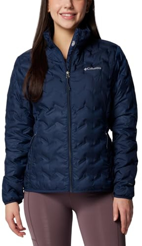 Columbia Delta Ridge Down Hooded Jacket, Chaqueta De Plumas Acolchada Con Capucha Mujer, Collegiate Navy, XS