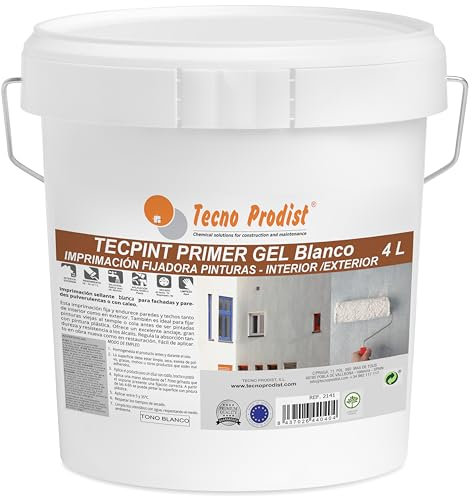 Tecno Prodist - TECPINT PRIMER GEL (4 Litros) Fijador al Agua al uso en gel, no salpica, sellante para Pintura en Exterior e Interior - Gran rendimiento y calidad (TONO BLANCO)