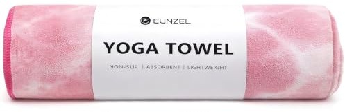 Eunzel Yoga Towel,Hot Yoga Mat Towel with Grip Dots Sweat Absorbent Non-Slip for Hot Yoga, Pilates and Workout 24 x72, Red & White