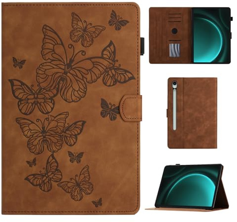 CASAFUNY Hülle für Samsung Galaxy Tab S10 Lite/S10 FE/S9 FE 10,9,Braun | PU Leder,S Pen Halter,Auto Schlaf/Wach,Schützhülle für Samsung Tab S10 Lite/S10 FE/S9 FE/S9