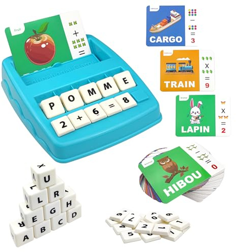 Jeu Éducatif d'Orthographe Française, Jouet Montessori à Partir de 3 4 5 ans avec 64 Cartes Flash Jeux d'apprentissage des Lettres pour Fille Garçon à Partir de 3 à 6 Ans Cadeau de Rentrée des Classes