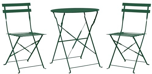 Beliani Balkonset Metall grün 3-teilig Tisch rund mit 2 Stühlen klappbar modern Fiori