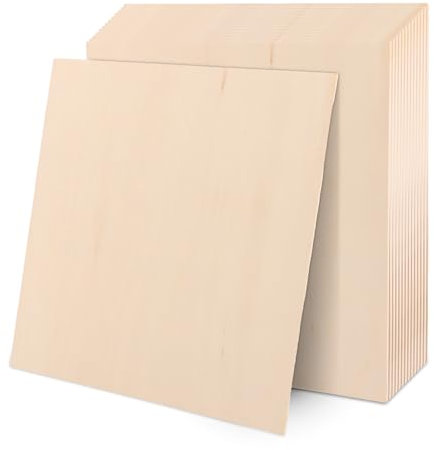 SHUESS 15 fogli di compensato, 200 x 200 x 3 mm, pannelli di legno per fai da te, compensato da 2 mm, legno non trattato di tiglio, truciolato per il fai da te