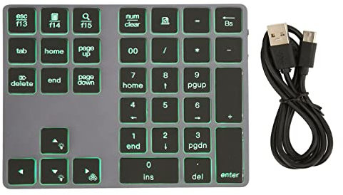 Teclado numérico inalámbrico Teclado numérico Mini Ultrafino Aleación de aluminio 7 colores retroiluminado Teclado numérico de 34 teclas Teclado numérico Teclado externo para