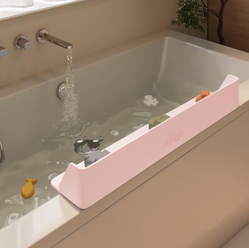 Little Splasher Original PlayPad, Bathtub Splash Guard Play Shelf - Toy Tray Caddy Holder Storage - Suction Cups Attach to Bath Tub - No Mess Water Spill in Bathroom for Toddlers Kids Baby (Pink)