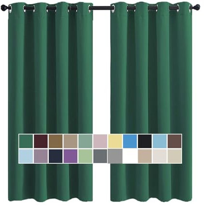 CHENG Schwerer Vorhang, Thermo Gardinen, Blickdicht Hochwertige Qualität Kälteschutz, für Wohnzimmer Schlafzimmer Küche, 240x200cm(HöhexBreite), Dunkelgrün, 2er Set