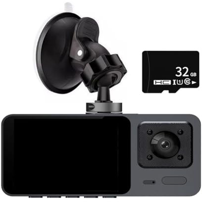 Nxyupv Dash Cam et Intérieur WiFi 1080P avec Carte Mémoire 32G Écran 2 Pouces Vision Nocturne Grand Angle 170 ° WDR Mode Stationnement 24H