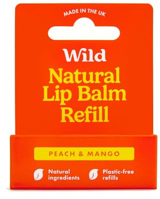 Wild - Natural Refillable Lip Balm - 3 Pack of Lip Balm Refills in a Variety of Scents - Includes Peach & Mango, Coconut & Vanilla and Passionfruit Swirl Flavours - Beeswax Free