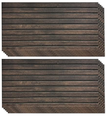 K&B Panels 3D Wall Panels, Realistic Wood Effect Styrofoam Wall Panelling Kit, Lightweight, Easy to Install, Dual Insulation to Reduce Acoustic Noise, Indoor & Outdoor (Dark Brown) (10 Panels)
