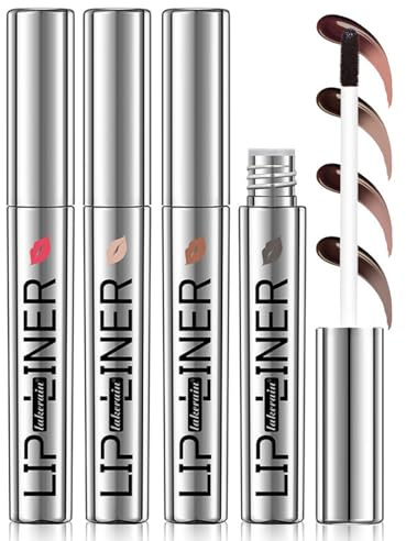 4PCS Peel Off Lip Liner Stain Set, Waterproof Long Lasting Lip Tint, Easy Peel Off Lip Line Tattoo, Transfer Proof Nude Brown Matte Lip Makeup for Women (# 4PCS/Set B)