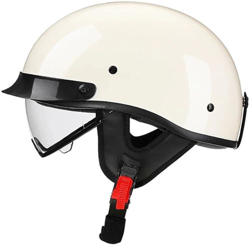 Mezzo Casco Moto Vintage Caschi Jet, Tedesco Casco Retrò Omologato DOT/ECE, Casco A Scodella Con Visiera Parasole, Casco Scooter Crociera Bicicletta Per Donna E Uomo Adulto 2,XL=61-62CM