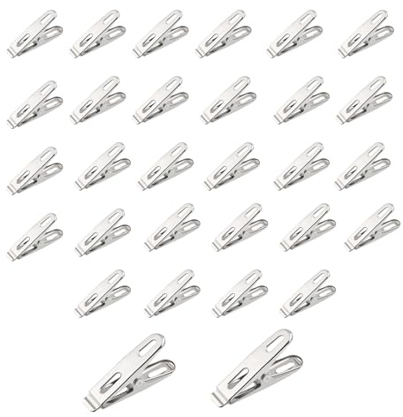 ZHYOHEN 30PCS Windproof Fixed Spring Clips Set 2 Inch Stainless Steel Clothes Peg Metal Outdoor Clamp Suitable for Snack Bag Closures Picture Holder Paper Folders