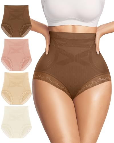 MIOTAN Women's Underwear 4 Pack High Waisted Tummy Control Top Ladies Panties Postpartum Compression Post Partum, M Multicolor
