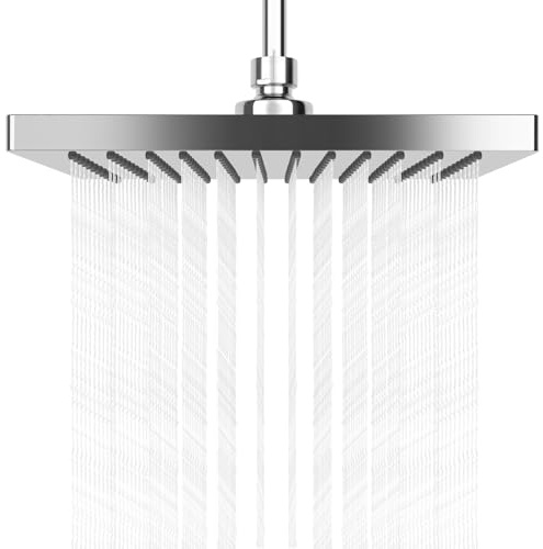 AiQInu Pomme de Douche Anti Calcaire, Tête de Douche en Acier Inoxydable,Pommeau de douche à effet pluie,Pommeau de Douche Fixes Economie d'Eau et Haute Pression pour Salle de Bain, 25.4 cm/10Pouces