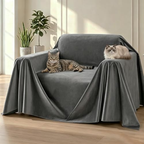 Loiion Grau Sofaschutz Katze Wasserdicht Sesselbezug 1 Sitzer, 180x230cm | Sofabezug Kratzschutz Sofa Katze, Weicher Rutschfester Sofaüberwurf Wasserdicht, Kratzschutz für Haustiere Hunde Kinder