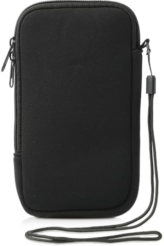 pawpoem Phone Sock,Neoprene Phone Pouch,Mobile Phone Sleeve Case with Zipper, Universal Phone Case for All Kinds of Smartphones, Shockproof and Waterproof Pouch for Travel, Outdoor, Daily Use,Black