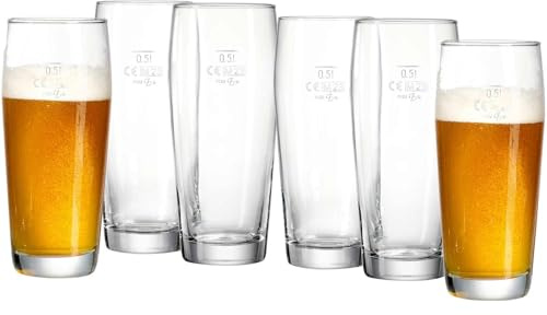 Ritzenhoff & Breker Bierglas-Set Willi 500 ml, 12-teilig, Geeichte Biergläser (0,5l) für Zuhause & Gastronomie, Glas, Farblos (Transparent), Durchsichtig