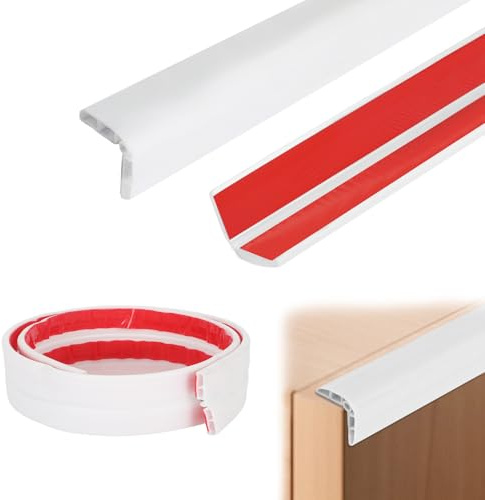 Protezione per bordi, 5 m, in PVC, extra forte, autoadesiva, morbida, protezione degli angoli e protezione dei bordi, per frigorifero, lavandini, tavolo in vetro (bianco)