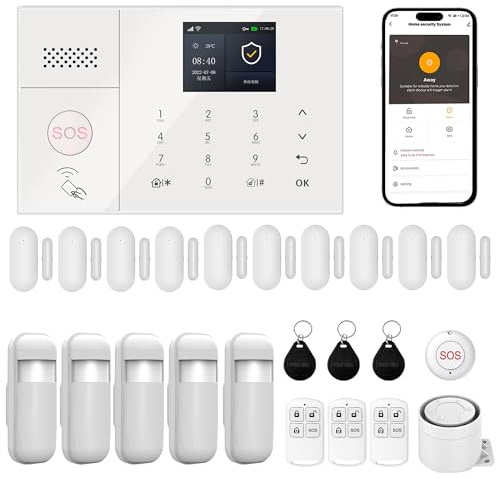 RenseCum Alarmanlage Haus, Smart Sicherheitssystem mit Touchscreen, 24PCS | Alarmanlage für Wohnung, Haus, Büro: einfache DIY-Installation, mehrere Sensoren, Alexa & App-Steuerung