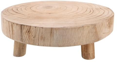 EPIGEIST Sgabello in Legno Massello per Piante da Interno ed Esterno, Supporto Portavasi Rotondo Stabile e Compatto, Alzata Tonde per Bonsai e Decorazioni da Giardino e Balcone