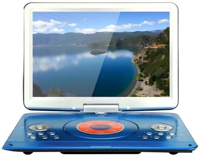 Lettore DVD portatile da 22 pollici Altoparlante HD 1280x800P Macchina for videogiochi Vecchio uomo Musica mobile Canto con TV MP3 MP4 Girevole Blu perla per viaggi, attività all'aperto, famiglia