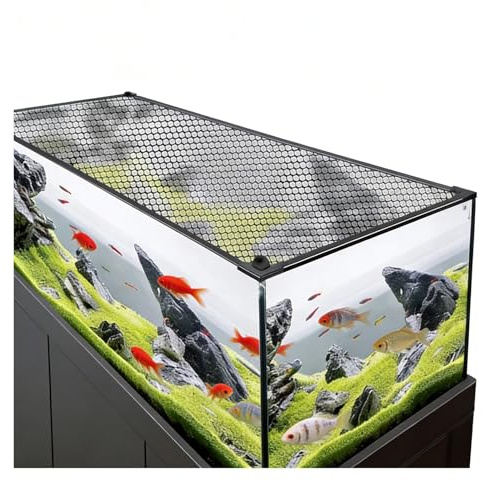 Magnetic Aquarium Anti-Jumping Mesh Net, Aquarium Lid Fish Tank Top Cover Hood Jump Cover Adjustable DIY Mesh Lid