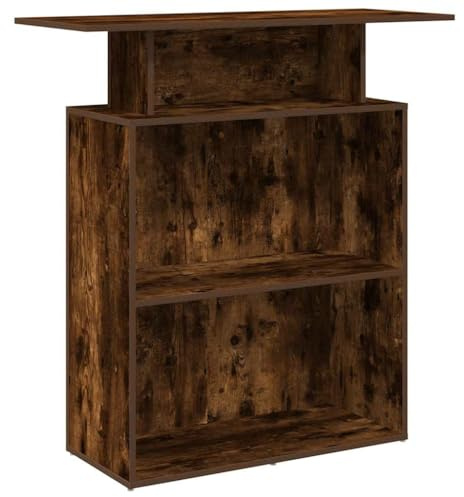 Mhdvray Bancone da ricevimento in rovere affumicato, 100 x 40 x 104 cm, bancone da reception con ripiano e ripiano, bancone per negozi, studi di cosmetici e parrucchieri