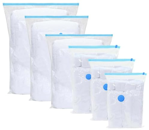 Mangloder Lot de 20 sacs de rangement sous vide transparents et bleus, 130 x 100 cm, sacs de rangement pour vêtements, literie, coussins, peu encombrant, pour armoire et commode sous le lit