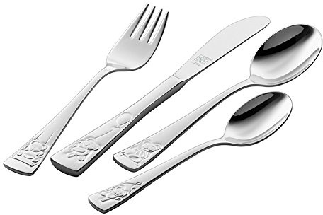 Twin Children's Cutlery, Teddy, TWIN KIDS, 4-PartStainless Steel, Polished (Production No. 07012-210-0)