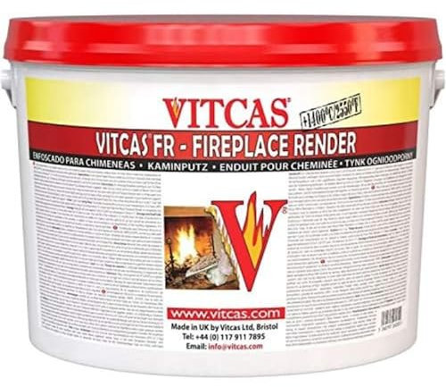 VITCAS 20 Kg Fireplace Render – Easy Application - Plaster Base Coat – Dry Powder Material – Rendering Bricks and Concrete - Fireplace Breeze Block – Heat Resistance Up to 1400 degree Celsius