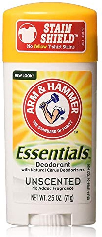 Arm & Hammer Essentials Natural Deodorant, Unscented 2.5oz, 4 Pack