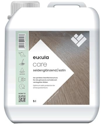 eukula care seidenglänzend 5 L | Parkett Pflege & Auffrischung versiegelter Holzböden, PVC, Linoleum | schützt vor Abrieb | Parkettpflege | Dispersionspflegemittel