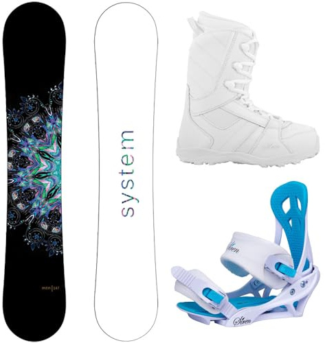 Package-System MTNW Women's Snowboard-150 cm-Siren Mystic Bindings-Siren Lux Women's Snowboard Boots-8