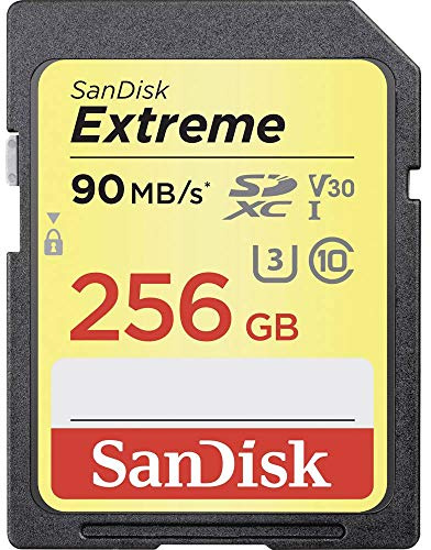 SanDisk Extreme 256GB SDXC Memory Card up to 90MB/s, Class 10, U3, V30