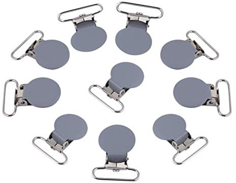 Walfront 10 Stück Schnuller Clips Klein Hosenträger Clips 25mm Schnuller Strapse Halter Runde Suspender Braces (8 x 6 x 1cm Grau)
