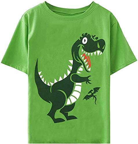 Little Hand Kids Boys T-Shirt Cute Dinosaur Short Sleeve Tops Casual Cotton Tee Shirts Clothes Toddler Age 1-7 Years