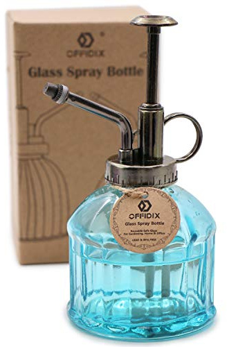 OFFIDIX Glas-Sprühflasche, Blumennebel, Gießkanne, Topf, 16 cm hoch, Spritzer aus Bronze, Kunststoff, Pumpe, Einhand-Gießkanne, Zimmerpflanzen-Sprühflasche für Garten, Pflanzen, Reinigung