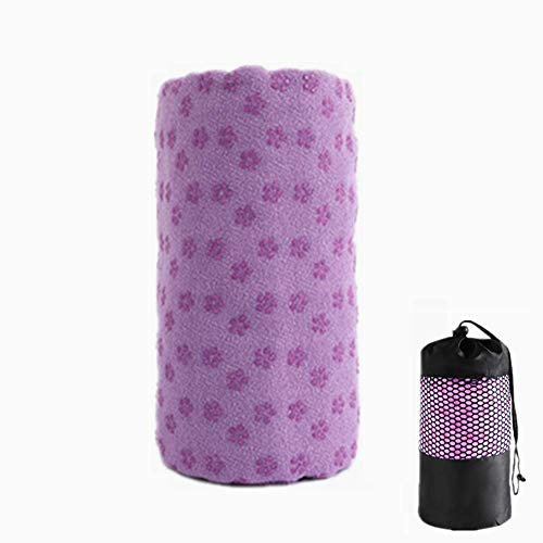 Hot Yoga Handtuch, Morbuy Mikrofaser Yoga Handtuch 63cm x 183cm rutschfest Fitnesstuch Weich Atmungsaktiv Antirutsch Yogatuch Gilt für Fitness Ausbildung (183cm*63cm,Hellviolett)