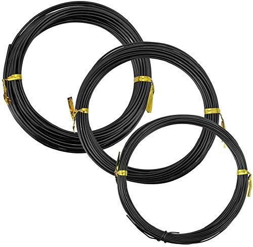 KLYNGTSK 3 Rotoli Filo per Bonsai Filo Alluminio per Bonsai Albero 1mm/1,5mm/2mm Alluminio anodizzato Filo Bonsai da Giardino Formazione per Bonsai Albero Giardinaggio, Piante, Nero - Ogni Rotolo 10M