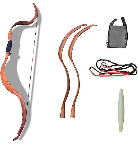 AMEYXGS Bogenschießen Traditionelle Bogen und Pfeile Set 20lbs Recurve Bogen Set Langbogen mit 6 Stück Holzpfeilen für Schießübungen und Outdoor Jagd (Bogen 2)